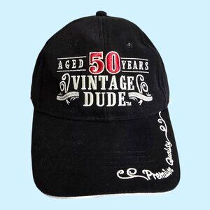 Aged 50 Years Vintage Dude Adjustable Baseball Cap Hat Black Embroidered